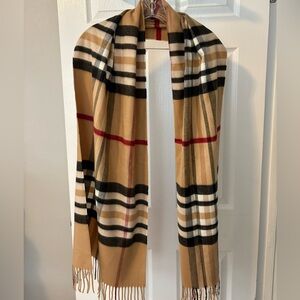 Fraas Tan and Black Striped Scarf